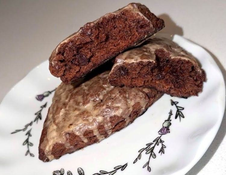 Double Chocolate Scone with Vanilla-Coffee Glaze